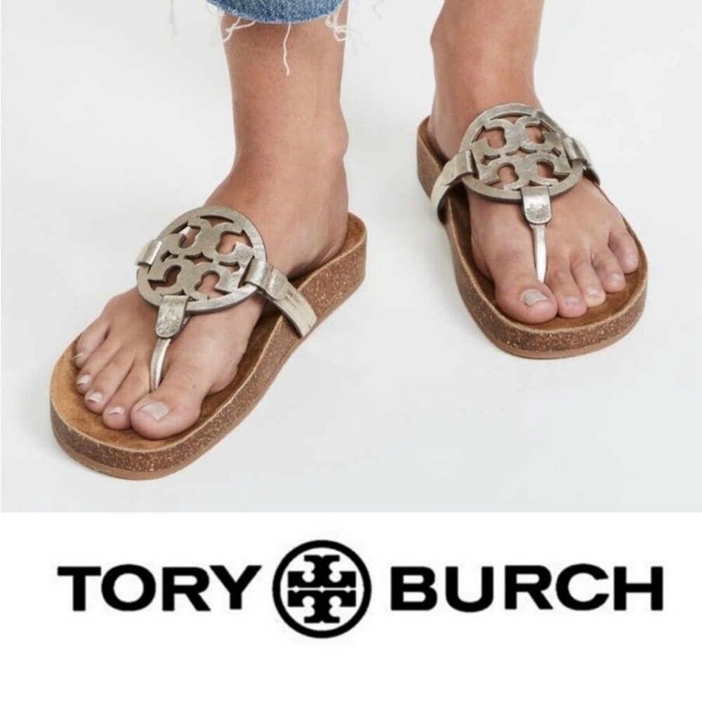 Tory Burch Gold Metallic Miller Cloud Sandals